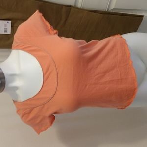 j h beaded trim top short sleeve with lettuce edge